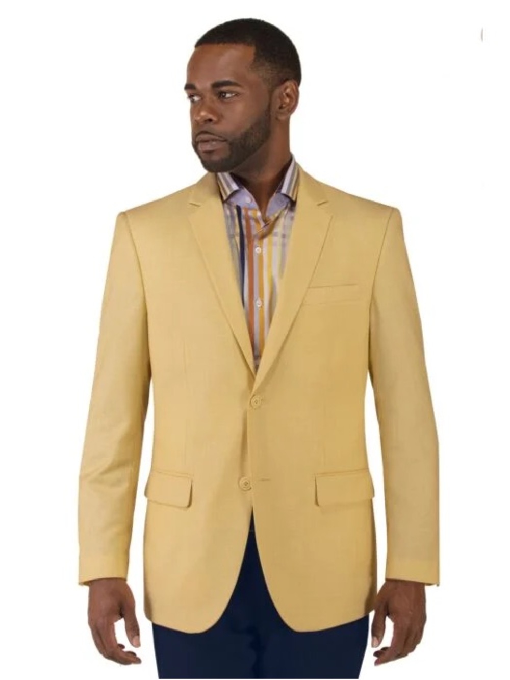 Alan Flusser Butter Yellow Two-Button Cotton Sport Jacket  size 44R
